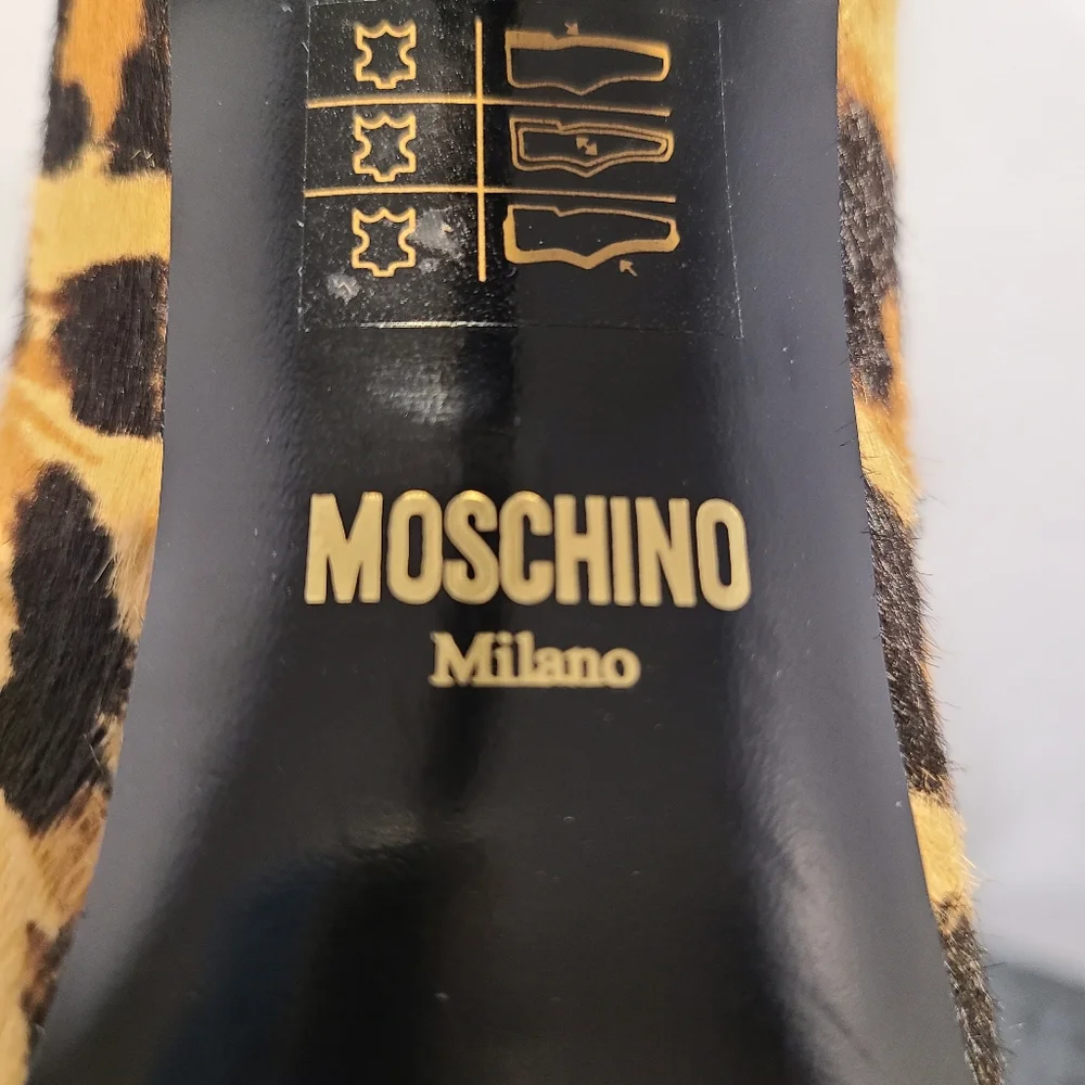 MOSCHINO WOMEN'S CALF HAIR LEOPARD SHOES NEW WITHOUT BOX EU 38 - Picture 6 of 7